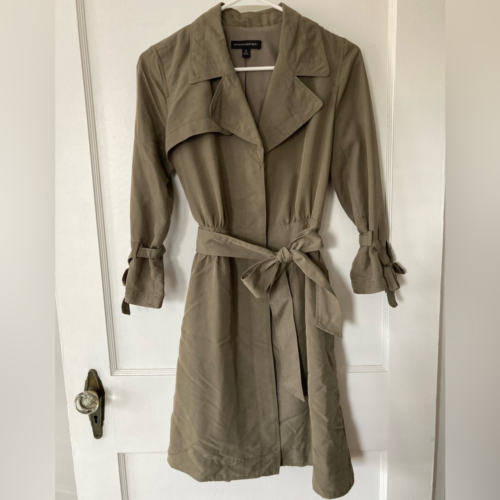 Banana Republic Military Green Feminine Trench Dress